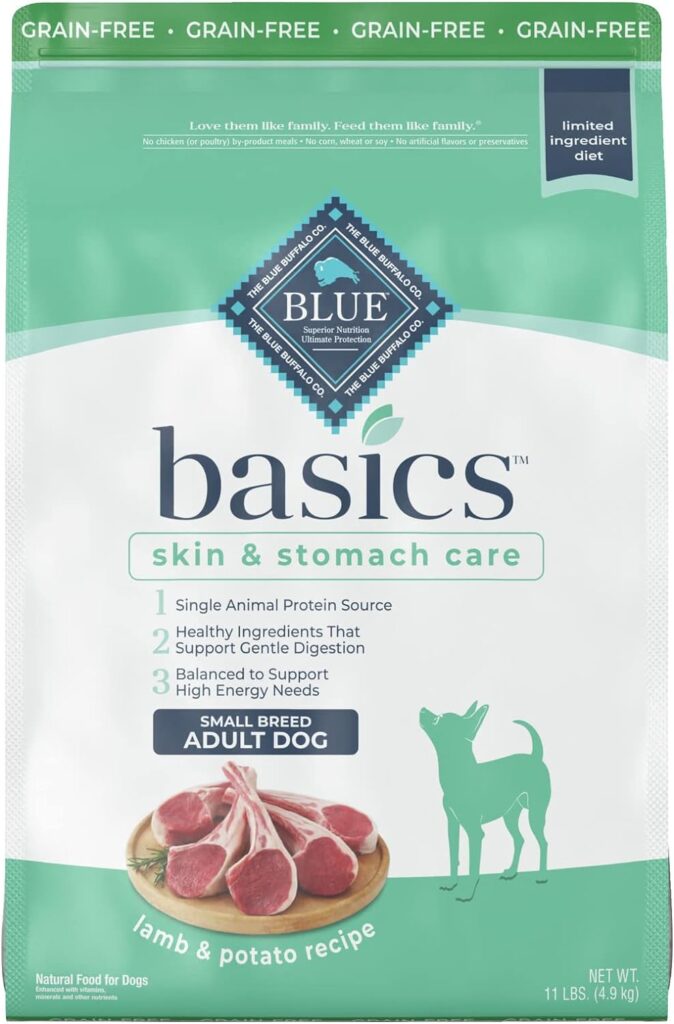 Blue Basics Limited Ingredient Diet Small Breed Adult Dog Grain-Free Lamb and Potato Recipe Dry Dog Food
